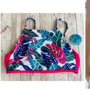 DECREE LEAF PRINT PULL ON TANK BIKINI TOP SIZES S, L, OX